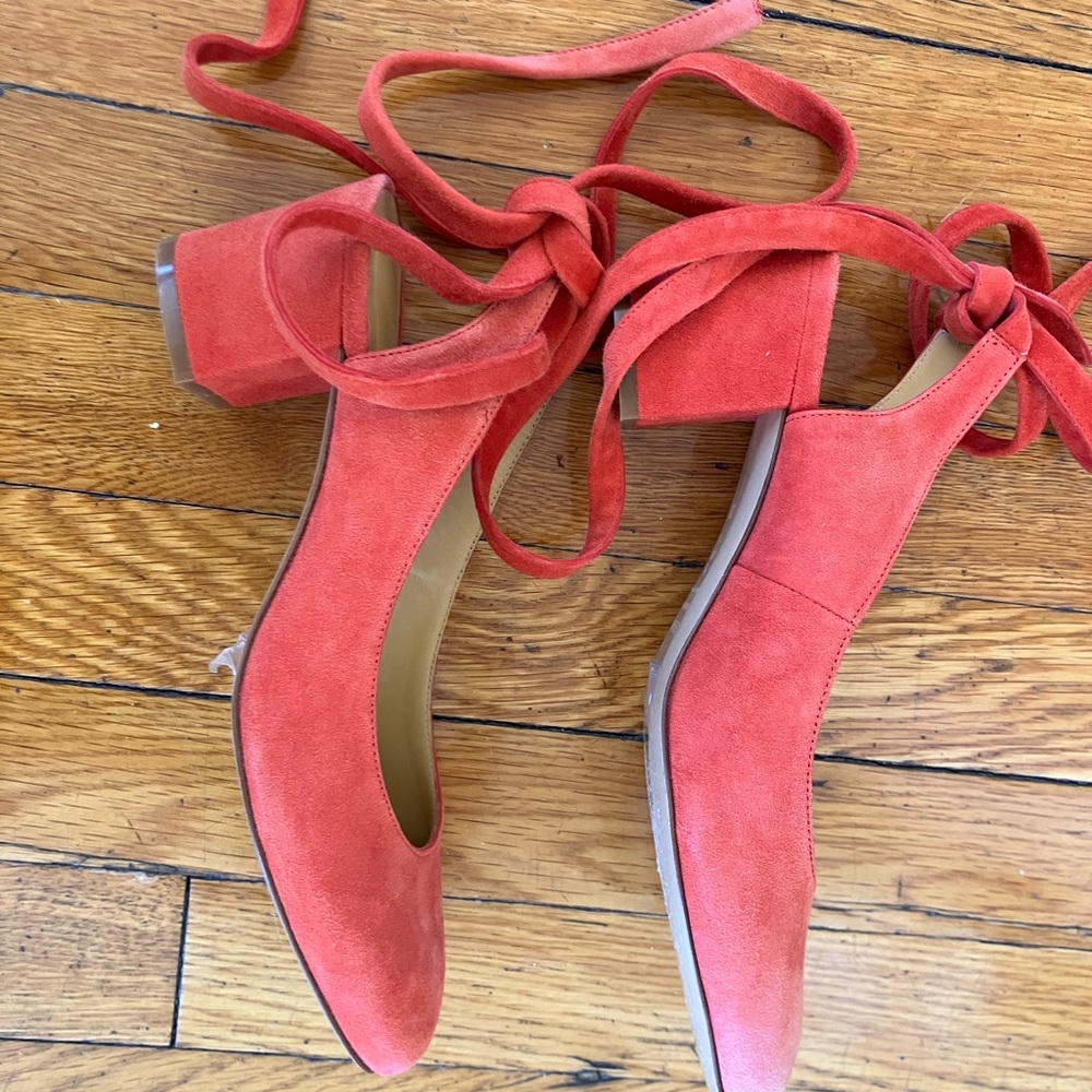 Sezane coral pumps with ballet ties size 8 NWOT - Picture 3 of 8
